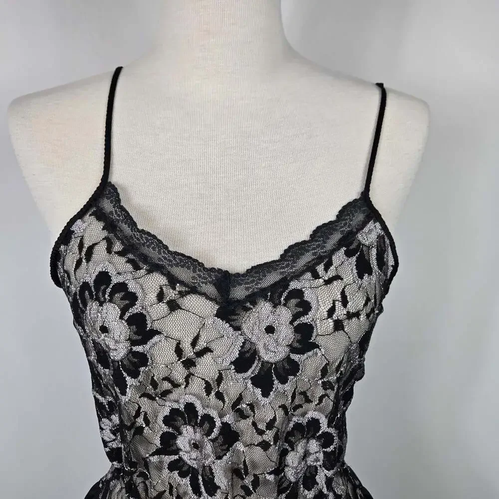 Vintage Undercover Wear Black Lace Teddy Romper Bodysuit Small Lingerie USA